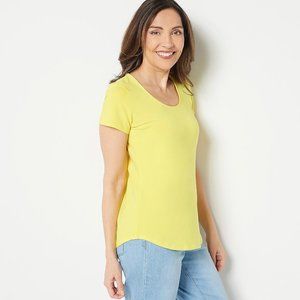 Susan Graver Weekend Cotton Essentials Scoop-Neck Top - yellow (sz 2X) a508708